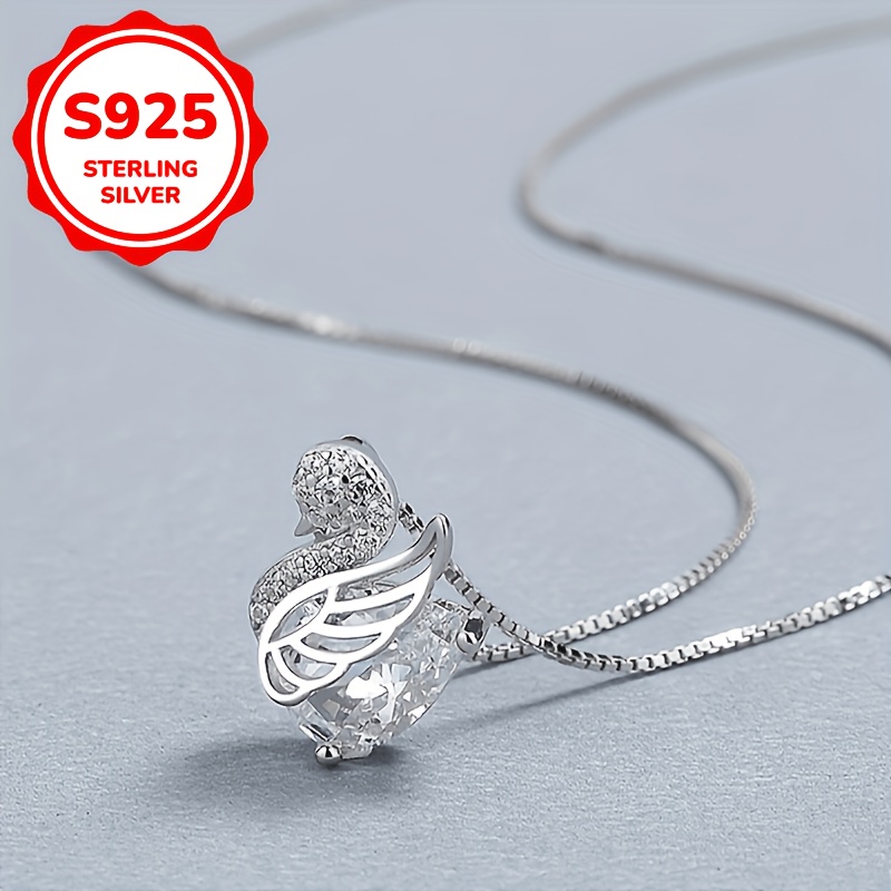 Women's 925 Silver Personalized Swan Clavicle Chain Necklace